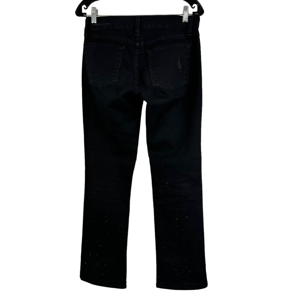 Ralph Lauren Black Label 867 Black Jeweled Rhinestone Low Rise Jeans Size 28 EUC